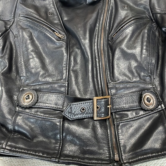 Ladies black leather biker jacket size M Fashions by Rose. - Picture 2 of 8